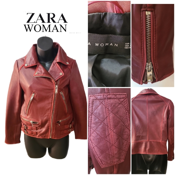 zara burgundy leather jacket